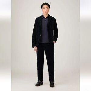 Sunspel Long Sleeve Classic Jersey Polo Shirt In Navy Blue. EUC